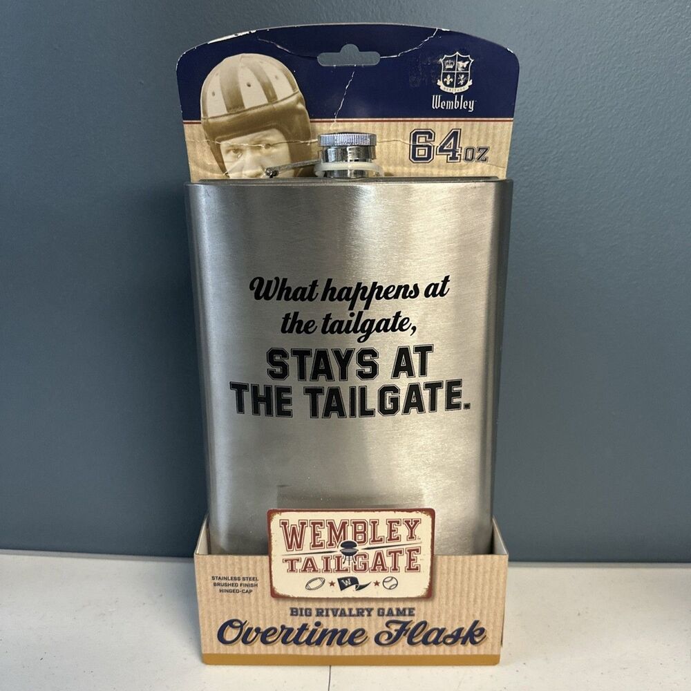 Wembley Tailgate 64 oz Stainless Steel Rivalry Overtime Flask Light Shelf Wear